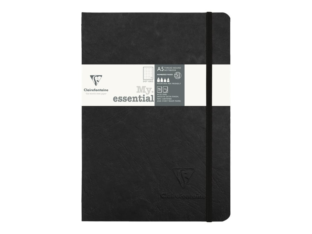 Carnet - Format A5 14.8 x 21 cm - Age Bag My essential - Clairefontaine - 192 pages pointillées - Noir
