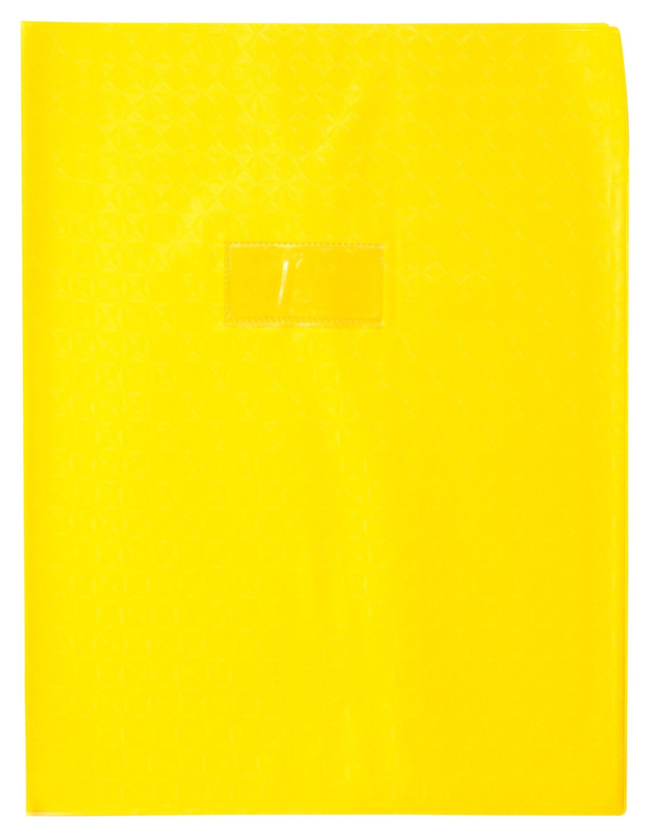 Protège-cahier + Marque-page + Porte étiquette Clairefontaine - 24x32cm - Jaune - Grain Losange 18/100ème