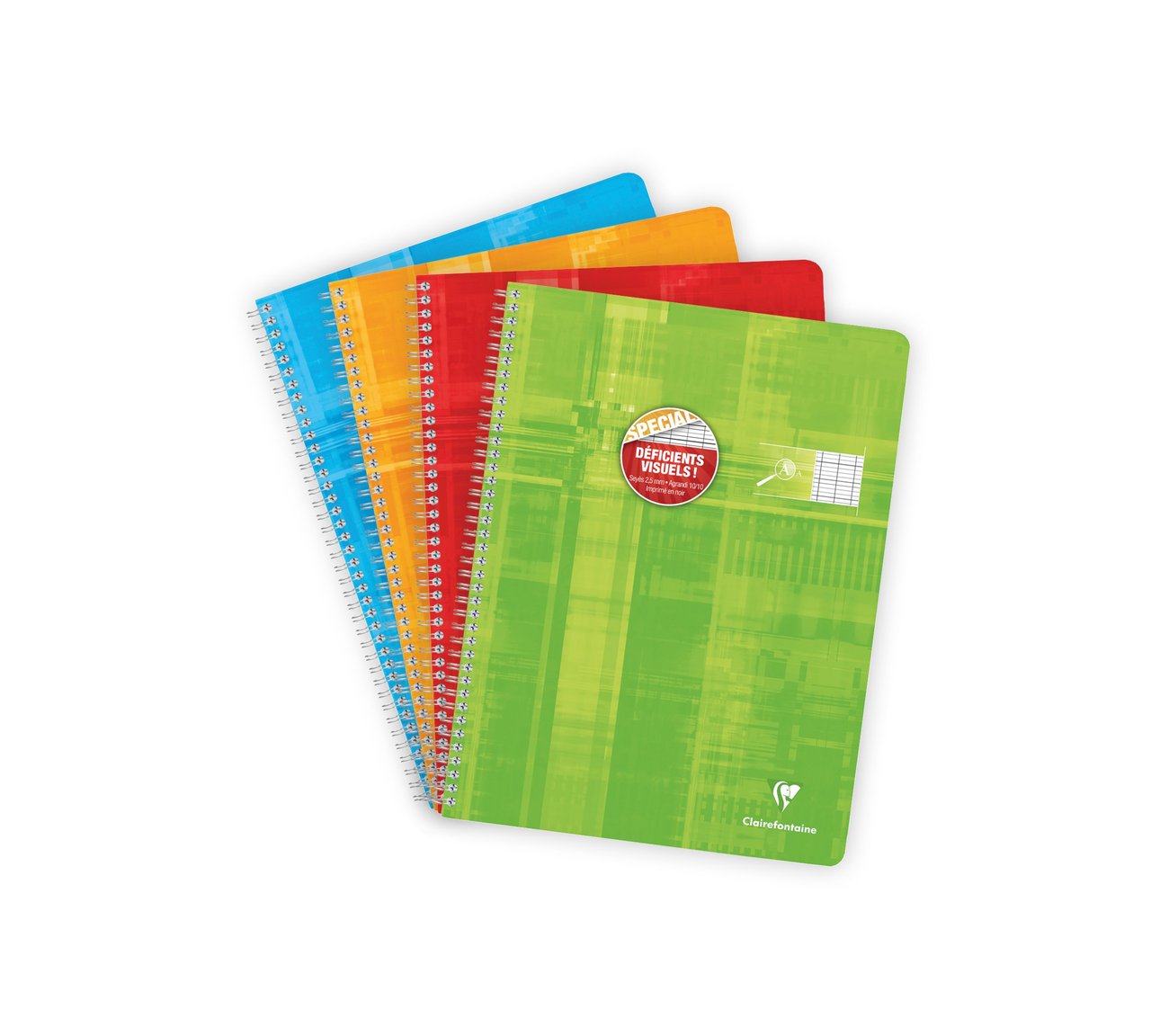 1 cahier reliure intégrale Clairefontaine spécial déficients visuels 24x32 cm 100 pages grands carreaux - Modèles assortis