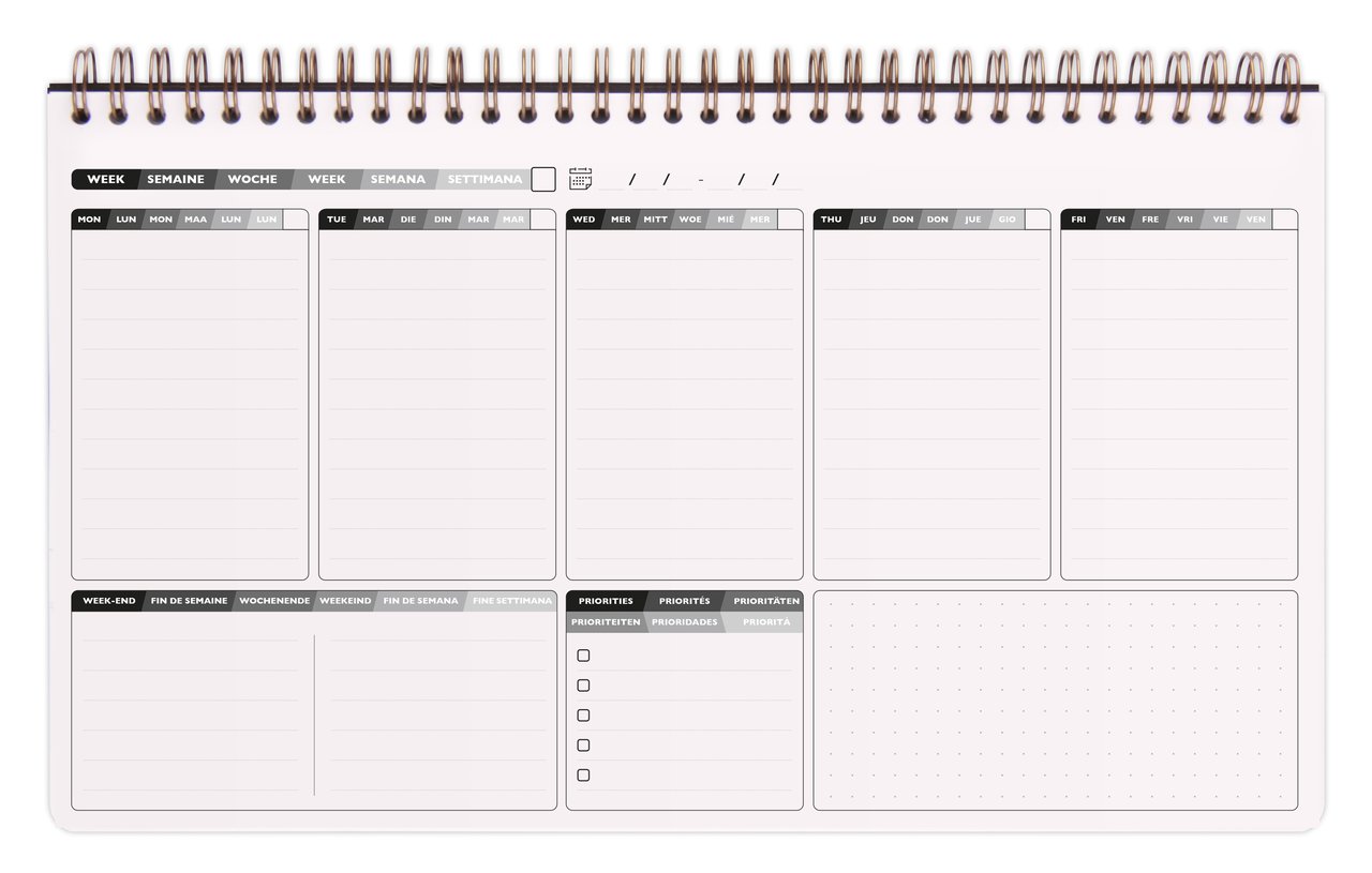 Cahier Clairefontaine - Tabac - A4 29,7 x 17 cm - My weekly planner Age Bag - 120 pages dot détachables