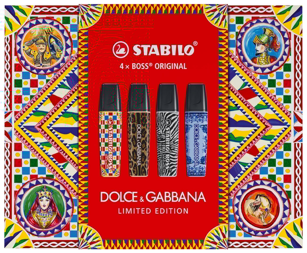 Coffret 4 surligneurs Stabilo - Boss Original x Dolce&Gabbana - Edition limitée - Pointe biseautée