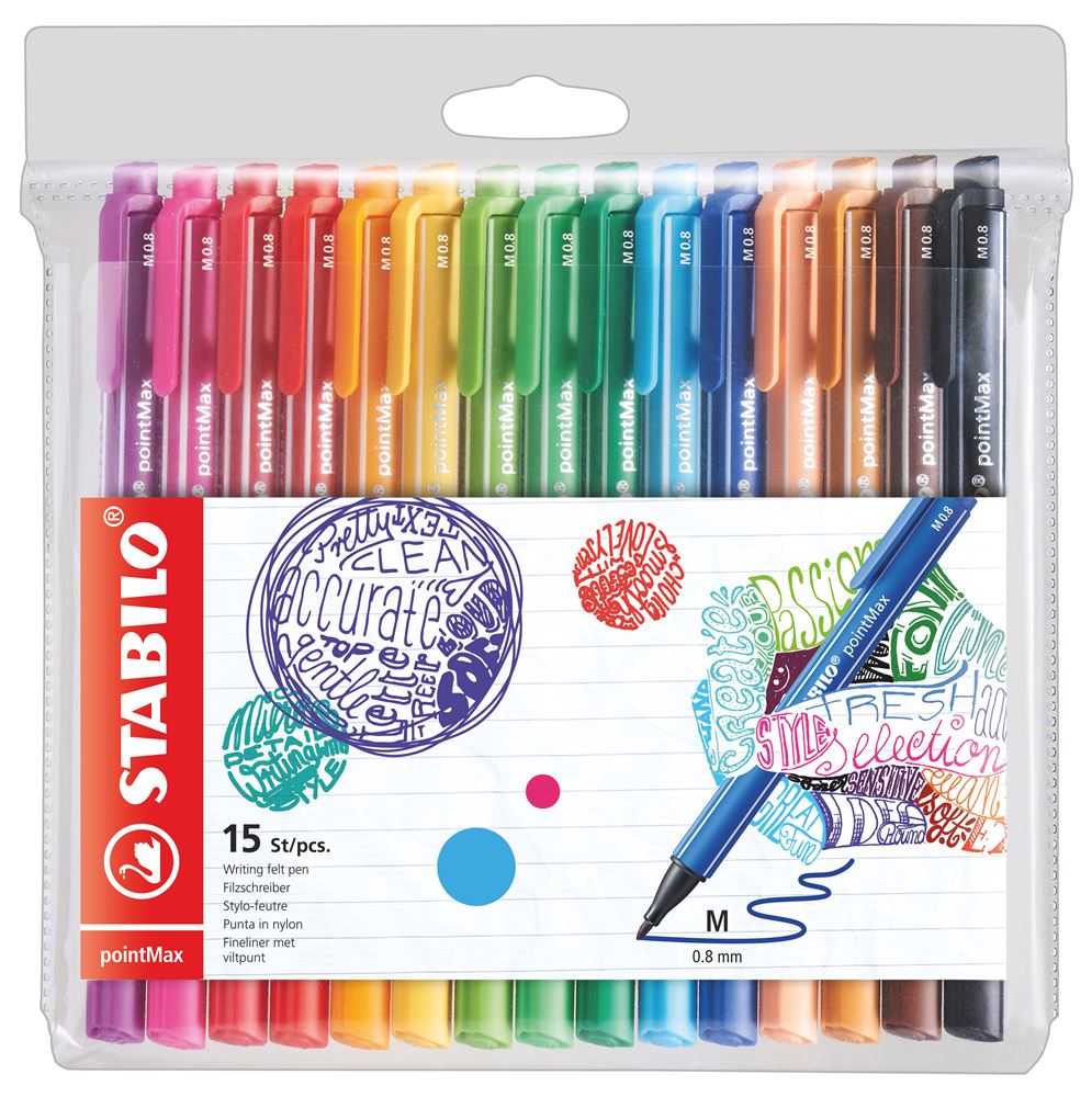 Pochette de 15 stylos feutres Stabilo PointMax