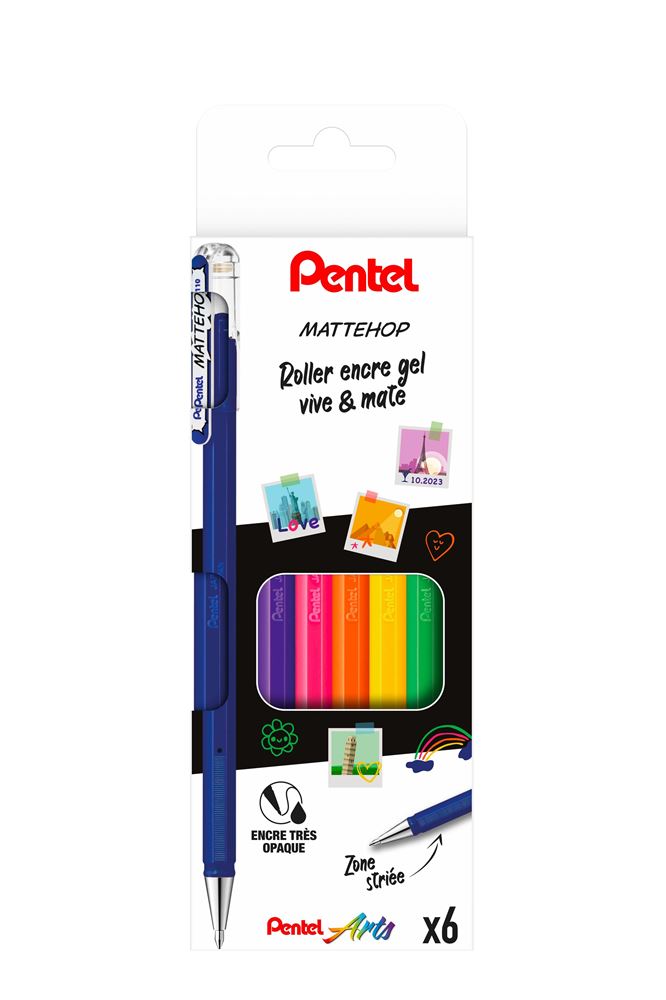 Pochette de 6 Rollers encre gel mate Pentel