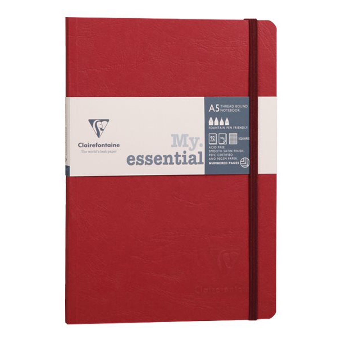 Carnet - Format A5 14.8 x 21 cm - Age Bag My essential - Clairefontaine - 192 pages lignées - Rouge