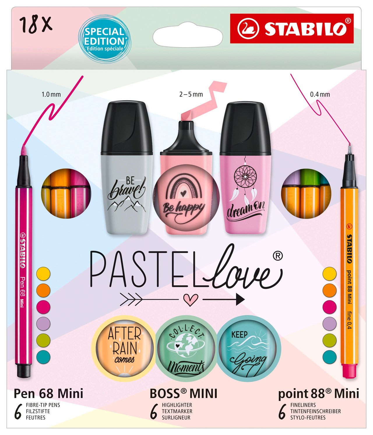 Coffret 18 feutres + stylos-feutres + surligneurs - STABILO - Pastellove