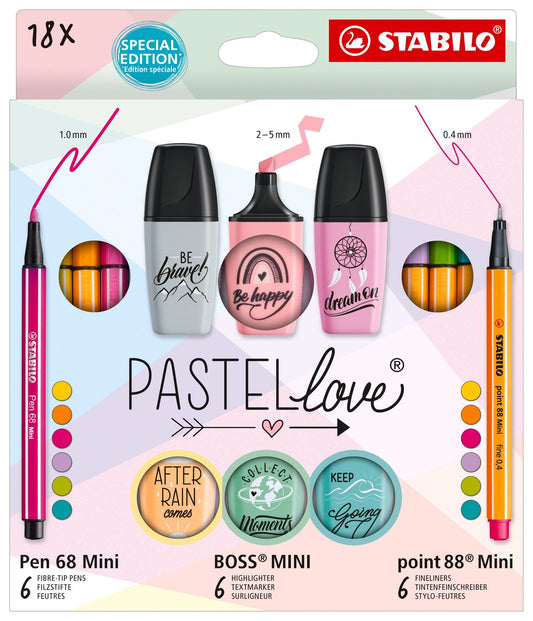 Coffret 18 feutres + stylos-feutres + surligneurs - STABILO - Pastellove
