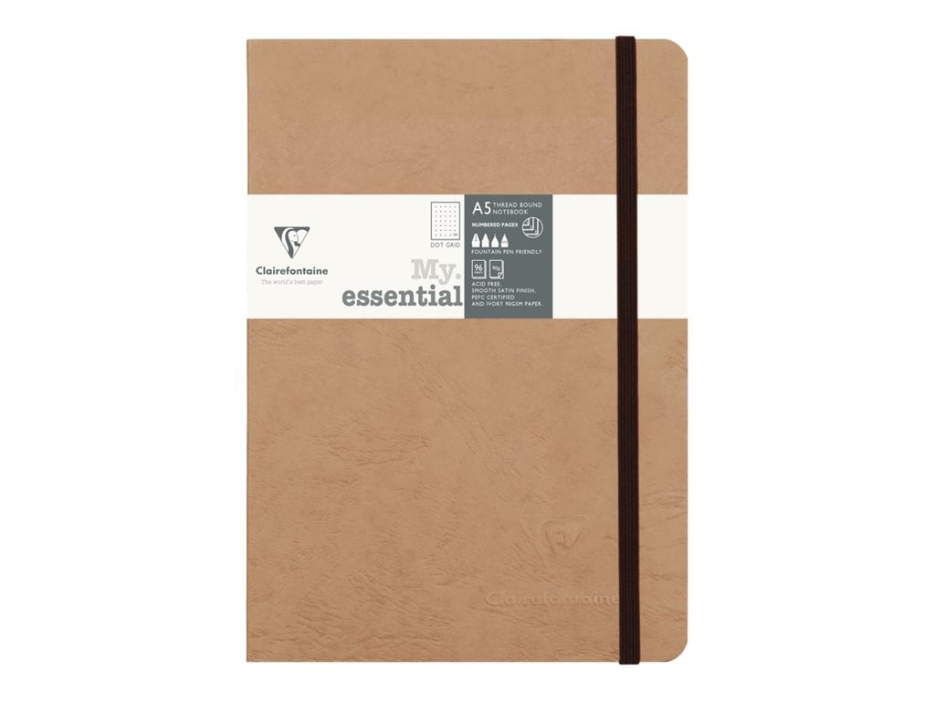 Carnet - Format A5 14.8 x 21 cm - Age Bag My essential - Clairefontaine - 192 pages pointillées - Marron