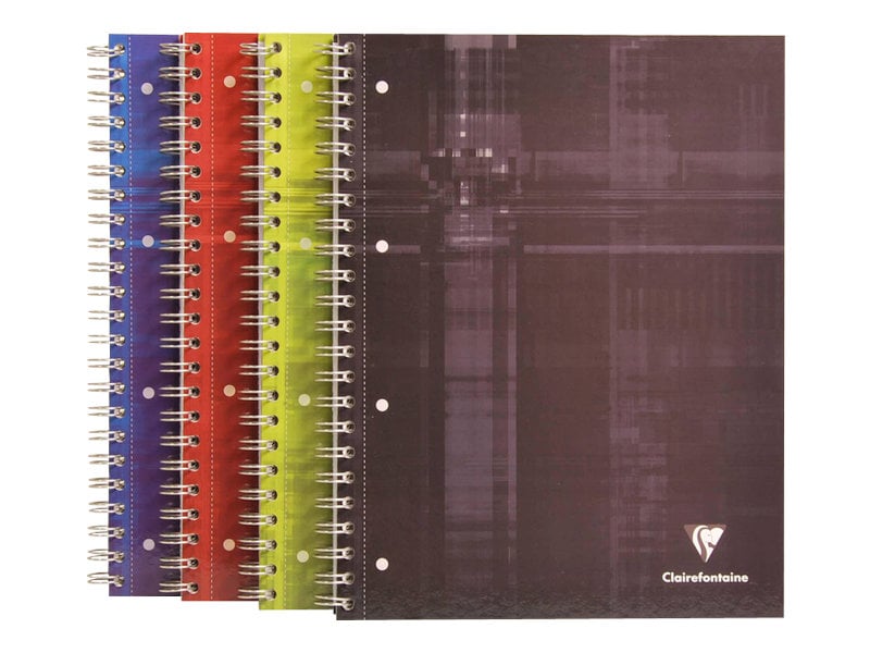 1 cahier à spirales - Format A4 21 x 29.7 cm - Bind'o block - Clairefontaine - 160 pages petits carreaux - Coloris assortis