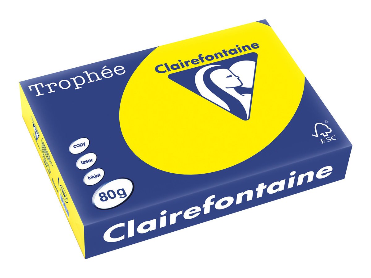 Ramette de papier - 500 feuilles A4 21 x 29.7 cm - 80 g/m² - Trophée - Clairefontaine - Jaune