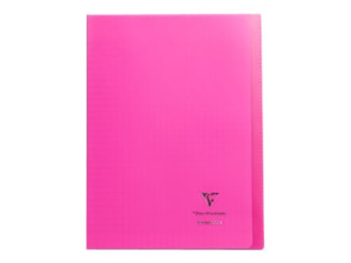 Cahier piqué Clairefontaine - Rose - A4 21 x 29,7 cm - Koverbook - 96 pages grands carreaux