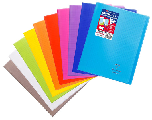 Cahier piqué Clairefontaine - Modèles aléatoires - 24 x 32 cm - Koverbook - 140 pages grands carreaux - Vendu à l'unité