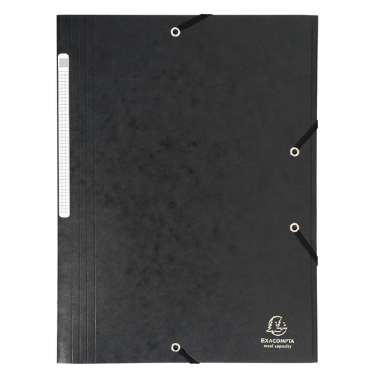 Chemise à élastique 3 rabats A4 - Maxi Capacity - Carton - Exacompta - Noir