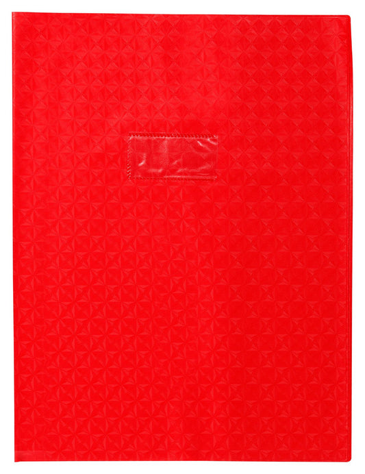 Protège-cahier + Marque-page  + Porte étiquette Clairefontaine - 24x32cm - Rouge - Grain Losange 18/100ème