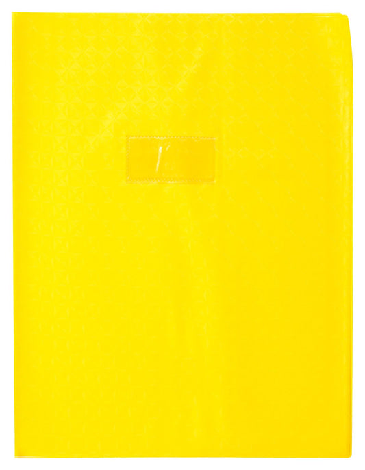 Protège-cahier + Marque-page  + Porte étiquette Clairefontaine - 24x32cm - Jaune - Grain Losange 18/100ème