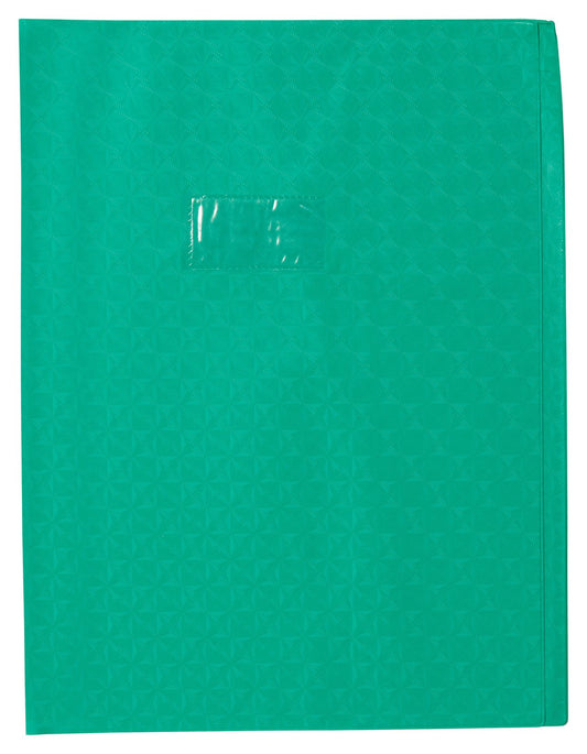 Protège-cahier + Marque-page  + Porte étiquette Clairefontaine - 24x32cm- Vert - Grain Losange 18/100ème