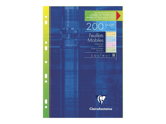 Feuilles simples A4 21 x 29.7 cm - 200 pages petits carreaux - Clairefontaine - 90 g/m² - 4 coloris