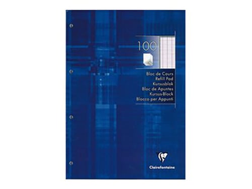 Bloc de feuilles simples A4 21 x 29.7 cm - 200 pages grands carreaux - Clairefontaine - 90 g/m² - Blanc