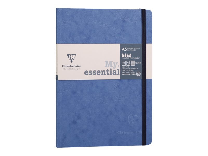 Carnet - Format A5 14.8 x 21 cm - Age Bag My essential - Clairefontaine - 192 pages lignées - Bleu