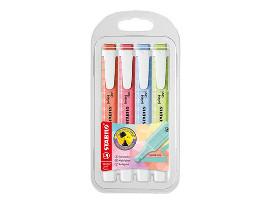 Lot de 4 surligneurs pointe fine - STABILO - Couleurs assorties - Swing cool pastel