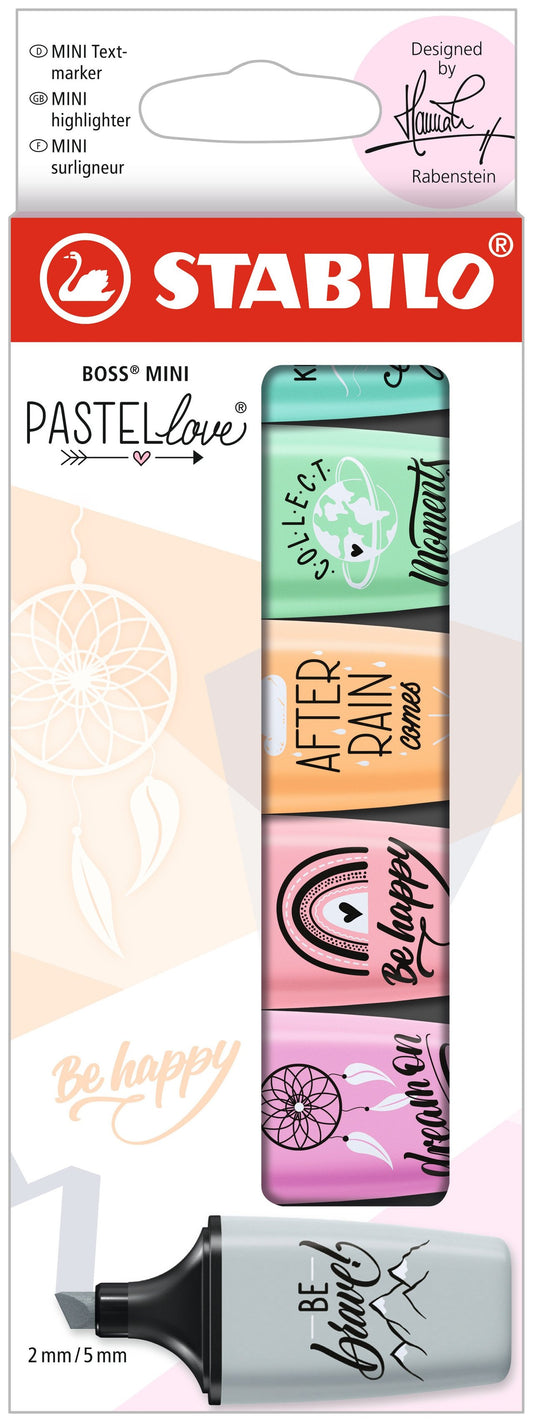 Lot de 6 surligneurs pointe large - STABILO - BOSS MINI Pastellove 2.0