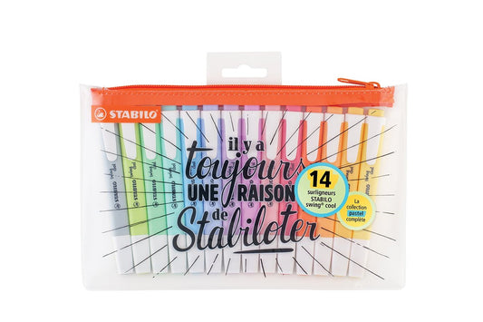 Trousse de 14 surligneurs pointe fine - STABILO - Couleurs assorties - Swing cool pastel
