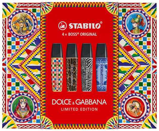 Coffret 4 surligneurs Stabilo - Boss Original x Dolce&Gabbana - Edition limitée - Pointe biseautée