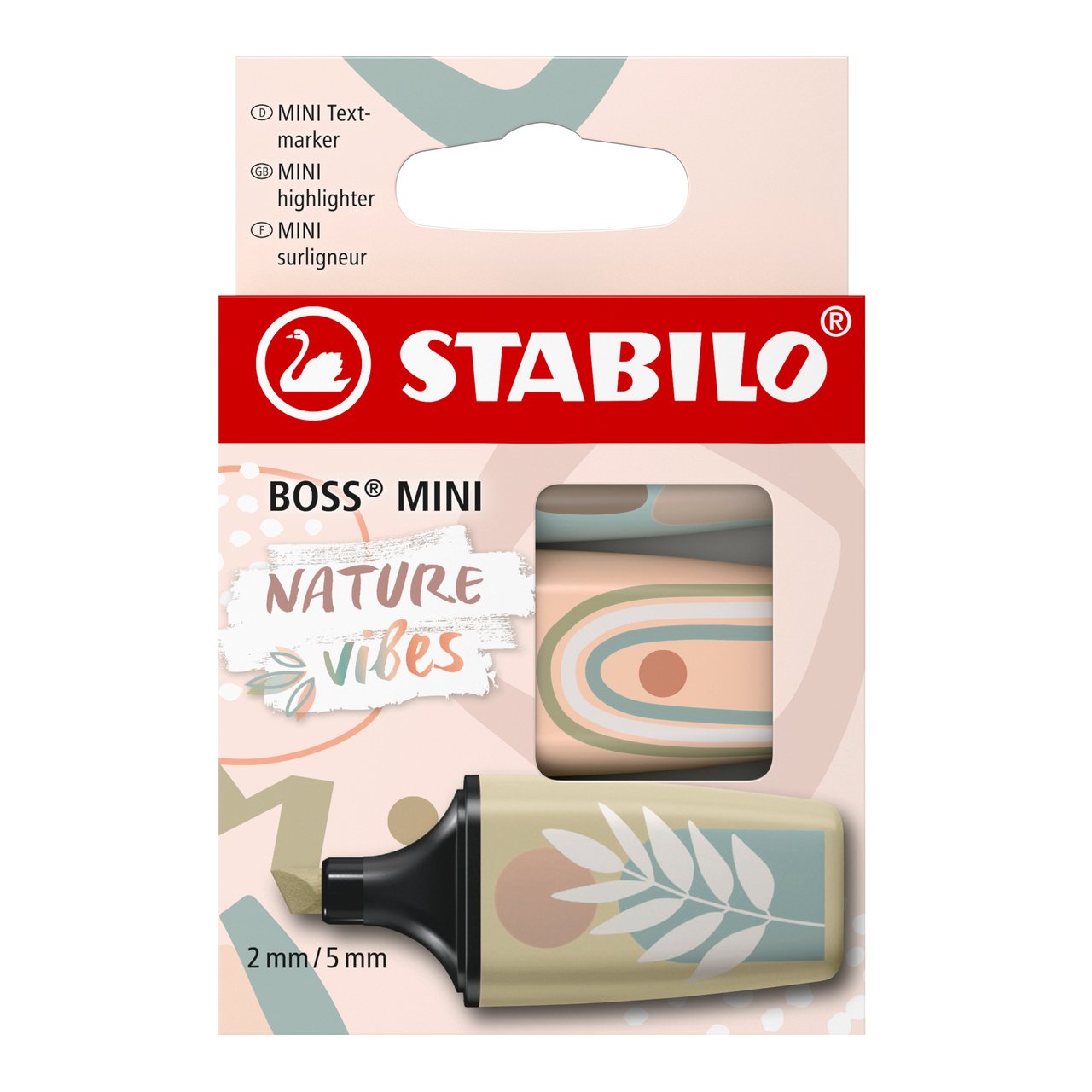 Surligneur pointe large - STABILO BOSS MINI - Naturevibes - set 3 pièces