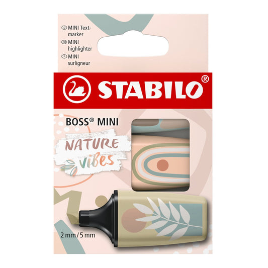 Surligneur pointe large - STABILO BOSS MINI - Naturevibes - set 3 pièces