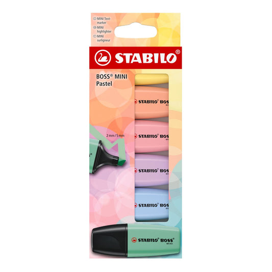 Surligneurs Stabilo - Boss Mini - Pastel - pointe large - 6 pièces