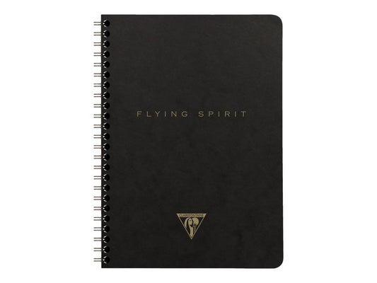 1 carnet à spirale - Format A5 14.8 x 21 cm - Flying Spirit Black - Clairefontaine - 120 pages lignées - Designs assortis