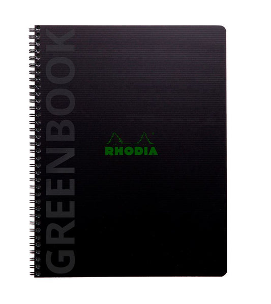 Cahier A4 Clairefontaine Rhodiactive Greenbook recyclé et recyclabe avec 160 pages perforées détachables 22,5 x 29,7 cm Noir