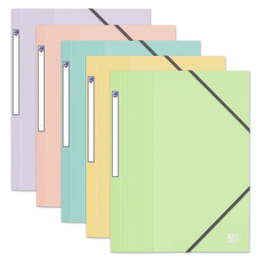 Chemise 3 Rabats Oxford School Life A4 avec Elastique Couverture Polypro Pastels Modèle aléatoire