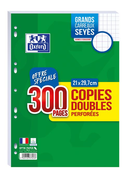 Etui de copies doubles Oxford 200 pages A4 grands carreaux