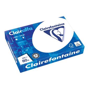 Clairefontaine 1979C Papier d'impression opaque Clairalfa (500 feuilles, A4, 21 x 29,7 cm, 80 g, idéal pour les impressions et les impressions de tous les jours) Blanc