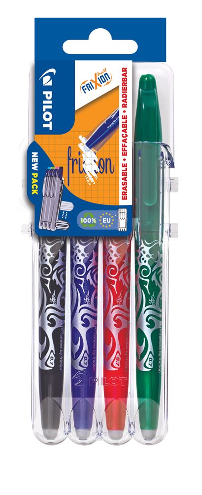 Set 4 stylos Pilot Pen Frixion Ball 07 Noir Bleu Rouge et Vert