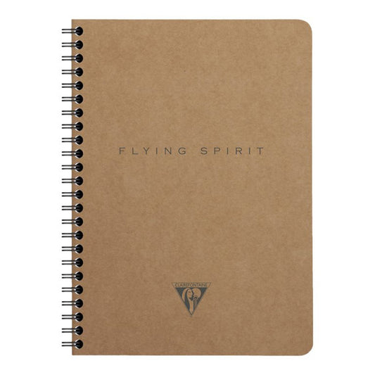 1 carnet à spirale - Format A5 14.8 x 21 cm - Flying Spirit Kraft - Clairefontaine - 120 pages lignées - Designs assortis