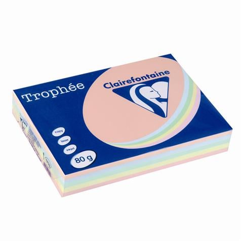 Ramette de papier - 500 feuilles A4 21 x 29.7 cm - 80 g/m² - Trophée - Clairefontaine - 5 couleurs pastel