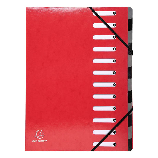 Trieur A4 - 12 compartiments - Iderama - Carton - Exacompta - Rouge